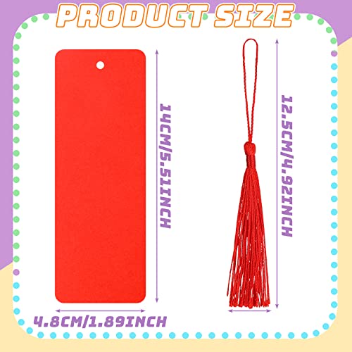 Sinmoe 240 Pcs Blank Paper Cardstock Bookmark with Tassels DIY, Solid Color