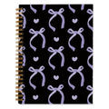 QUICQOD Coquette Purple Bow Spiral Notebook with Black Cover 5.5x8.3 Inch - color: blackpurple