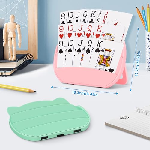 Card Holders for Playing Cards, 2 Pack Playing Card Holder (Green & Pink) - color: Green & Pink