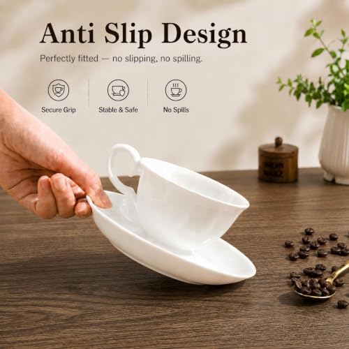 Fine Bone China Tea Cups and Saucers Set of 4, 4 oz - color: 4Pcs Royal Set, size: 4 Count (Pack of 1)
