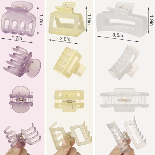 SMKSL 12 Pcs Hair Claw Clips for Women & Girls 3 Styles Hair Accessories - color: Ice Cream