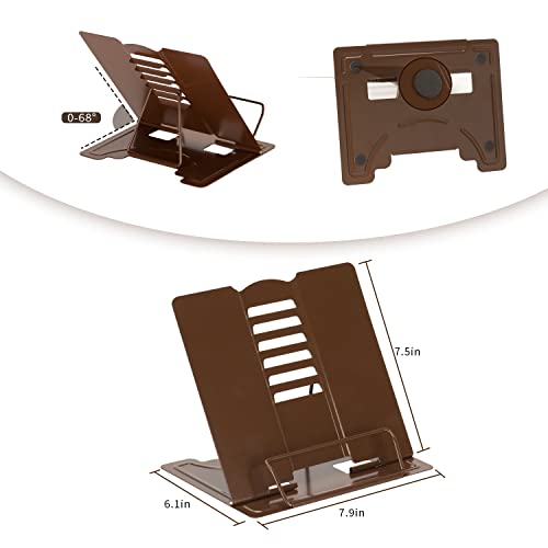 Metal Book Stand Adjustable Book Holder for Reading - color: Full Brown