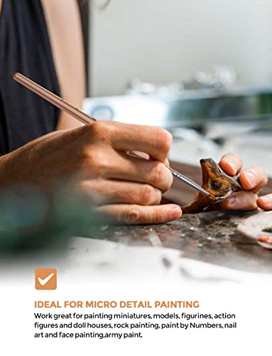 Nicpro Detail Paint Brushes 5 PCS Aesthetic Extra Fine Tip 000 Professional Miniature Painting Artist Set Round 3/0 for Micro Watercolor Oil Acrylic Craft Models Rock Army Paint by Number for Adult - color: Rose Gold, size: 3/0
