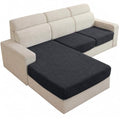 Stretch Sofa Cushion Covers (2 Seaters + 1 Chaise, Charcoal Gray) - color: Charcoal Gray, size: 1 Chaise + 2 Seater Cover
