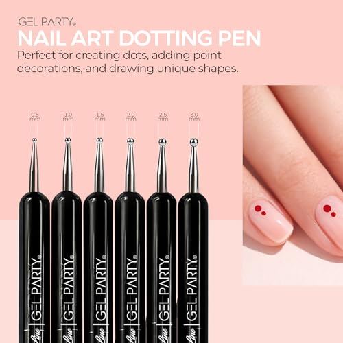 GELPARTY Professional Nail Art Brush Kit – 10 Pcs Dual-Ended Nail Art Tools Set with 6 Brush & Dotting Pens, Poly Gel Tool, Nail Brush, Brush Holder & Nail Art Palette – Salon & Home Use