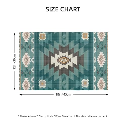 Ethnic Southwestern Place Mats Set of 4,Navajo Tribal Native American Boho Geometric Pattern Aztec Washable Linen Dinner Mats for Kitchen Table Dining Room Coffe 12"x18" - color: Aztec 15, size: 12x18"Placemats x4