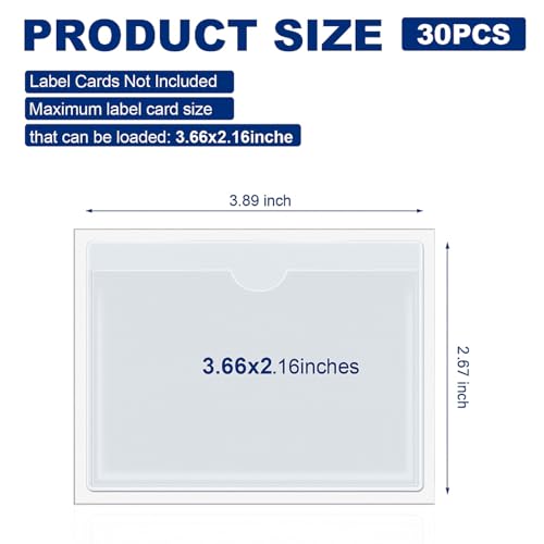 Chinco 30 Pcs Self Adhesive Clear Index Card Pockets,3.89 x 2.67 Inches - size: 3.89 x 2.67 Inches