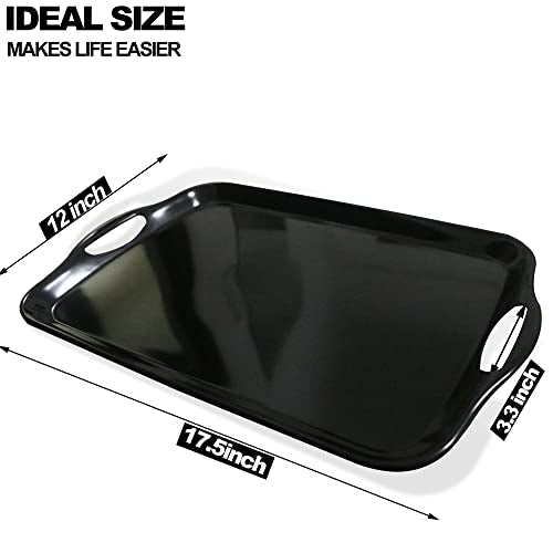 KAQAHIDO Large Melamine Serving Trays for Eating, Set of 2, Black - color: Black