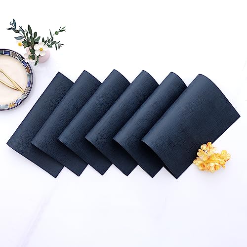 Homaxy PU Faux Leather Placemats for Dining Table, Set of 6, Navy Blue - color: Navy Blue
