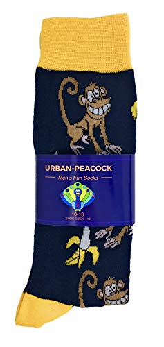Urban Peacock Men's Novelty Fun Dress Socks Multiple Patterns/Multi-pair Options! - color: Going Bananas - Navy