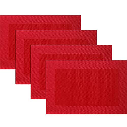 Vinyl Placemats Heat-Resistant Table Mats Washable Easy Clean Plastic Placemats for Dining Table Set of 4 (Red) - color: 01: Candy, size: 4 Placemats