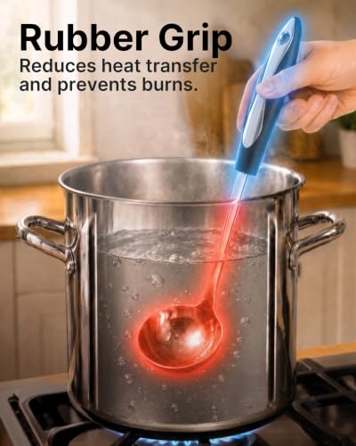 Zulay Kitchen Premium Soup Ladle - 12" Stainless Steel with Non-Slip Silicone Handle - size: Stainless Steel