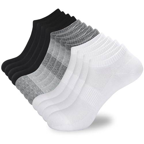 ATBITER 12 Pairs Ankle Socks Womens/Men Thin Low Cut No Show Athletic Socks - color: 12 Pairs 4white+4black+4grey, size: Medium