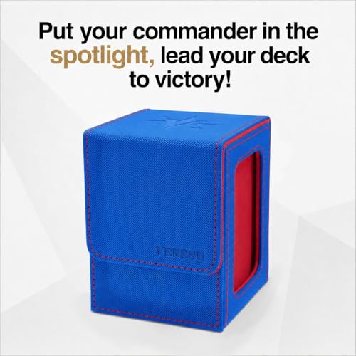 Venssu MTG Deck Box with Commander Display, Fits TCG Cards (Blue&Red) - color: Blue and Red