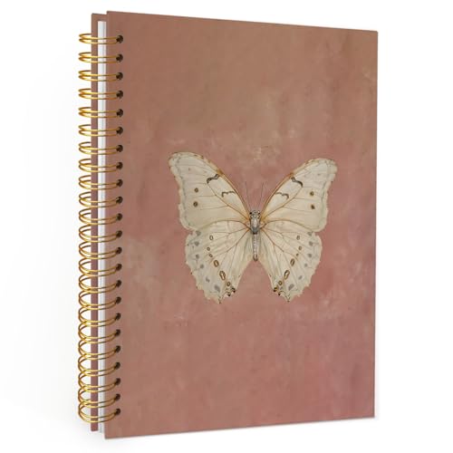 Wheatwin Butterfly Pink Notebook Journal, Vintage Pink Cute Butterfly Journal for Women, Preppy Gifts for Teen Girls, 5.5x8.3 Inch - color: Butterfly