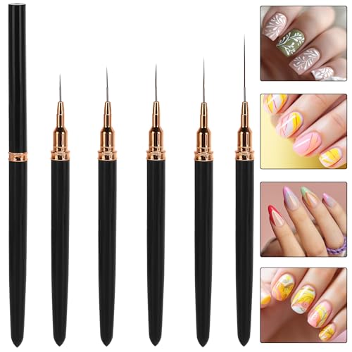 15 - Piece Black Nail Art Liner Brush Set | Fine - Tip Brushes for Intricate Nail Designs - color: 3 Pcs - Black