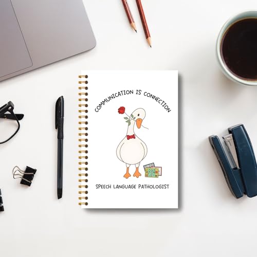 Guymn Speech Language Pathologist Goose Notebook, SLP Speech Therapy Journal, Speech Therapist Gifts, Red Bow Rose Goose Hardcover Spiral Notebooks Journals 5.5x8.3 Inch - color: Section 7