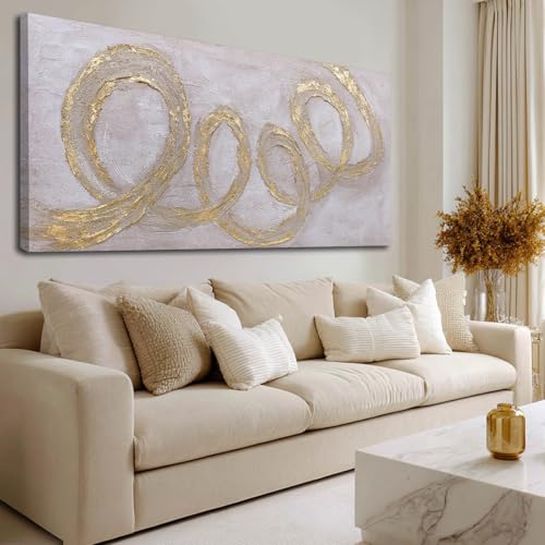 Large Canvas Wall Art for Living Room Framed Modern Abstract Art Wall Decor Gold Line Canvas Prints for Office Home Hotel 29x58 Inch Ready to Hang - color: Golden Circle, size: 58"L x 29"W