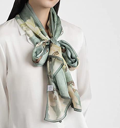 ANDANTINO 100% Silk Long Scarf-Women Large Oblong Shawls with Gift Packed - color: Pale Green