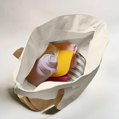22" Heavy Duty Cotton Canvas Tote Bag (Zippered) - color: Brown