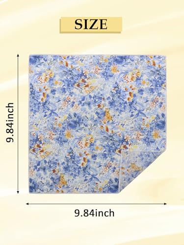 Luckyvestir Floral Pocket Squares for Men Cotton Flower Handkerchief Formal Wedding Party Graduation - color: Blue