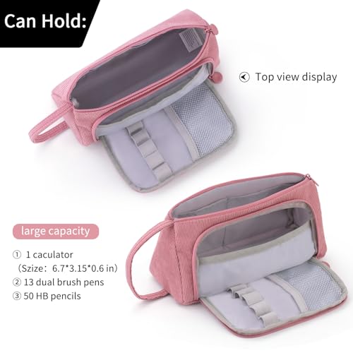 EASTHILL Big Capacity Pencil Case Pouch Pen Case Simple Stationery Bag School College Office Organizer for Teens Girls Adults Student - color: Pink