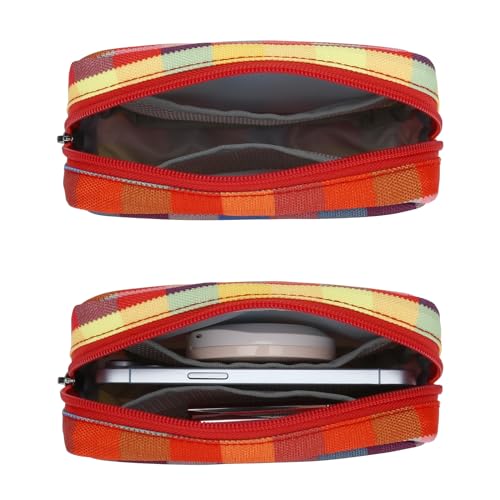 E-Tree Cute Small Makeup Bag, Cosmetic Toiletry Skin Care Make up Little Items Pouch for Purse,Zipper Mini Tech Charger Cable Electronic Organizer Case,Travel Accessories,Checkered Colorful - color: Colorful, style: Travel Makeup Bag