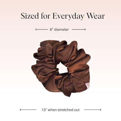 Kitsch Recycled Satin Oversized Scrunchies - Black & Chocolate, 2pcs - color: Black & Coffee