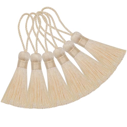 20Pcs 4.3 Inch Silky Mini Craft Tassels for Earrings, Souvenir(Beige Red) - color: #11beige Red