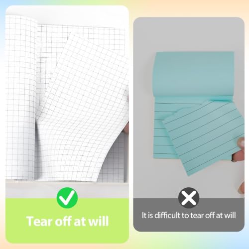3-Pack Mixed Sticky Notes Set (Grid, Dotted, Lined) 4x6 Inch