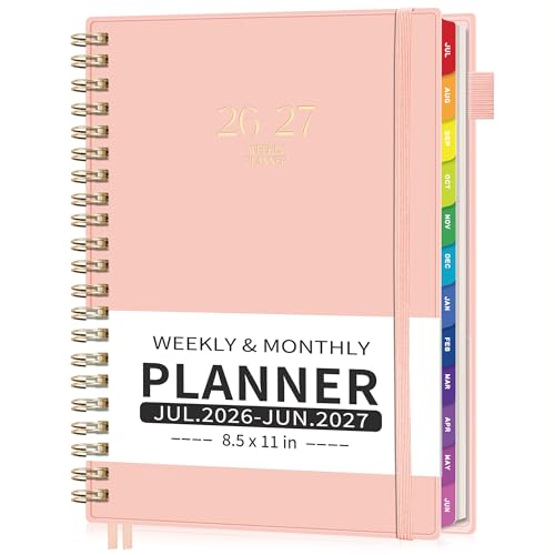 EMSHOI Academic Planner 2026-2027, A4 Size (8.5" x 11"), Weekly and Monthly - color: Pink