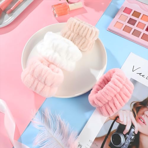 Chuangdi 4 Pairs Wrist Bands for Washing Face Microfiber,Pretty Colors - color: Pretty Colors