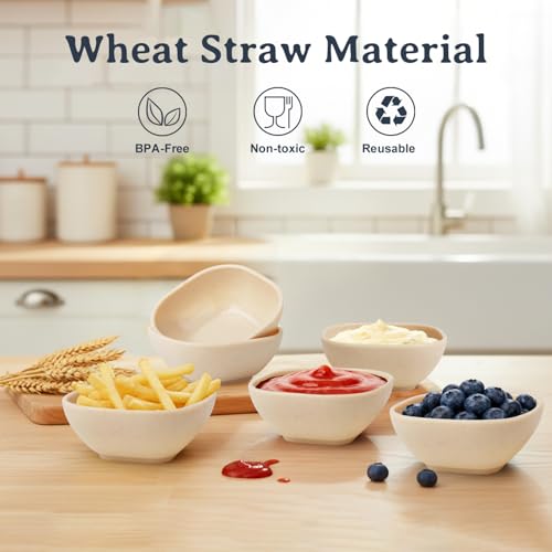 5 OZ Dipping Bowls Sets of 6, Small Bowls for Dips - Beige - color: Beige, size: 5 OZ