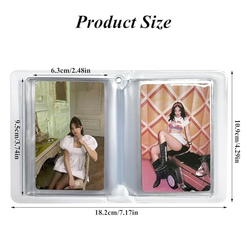 3 Inch Mini Photo Album, Heart Hollow Card Binder Photo Card Holder with Pendant 40 Pockets (beige bear) - style: beige bear