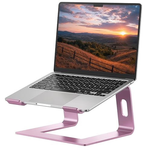 SOUNDANCE Laptop Stand, Aluminum Ergonomic Desk Riser, 10-15.6", Pink - color: D-Gold Pink, size: For 10 to 15.6 Inches Laptop