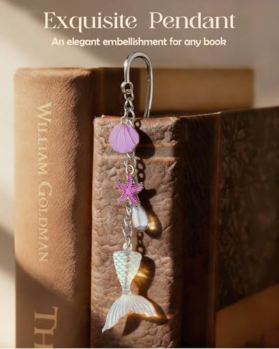 Buleens 2 Pack Bookmarks for Women Reading - Book Marks for Readers Book Lovers, Cute Sliver Ocean Seashell Personalized Metal Bookmark with Pendants, Pretty Aesthetic Book Accessories Reading Gifts - color: Sliver Gold Ocean