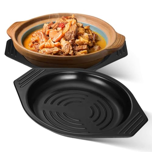 Kichvoe 2 Pcs Korean Stone Bowl Trivet, Black Heat Resistant Pot Tray