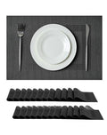Leetaltree Black Frame Placemats Set of 24 - Heat Resistant Non-Slip Place mats for Dining Table, Washable Durable PVC Vinyl Woven Table Mats(Black Frame, 24) - color: F1- Black Frame, size: Set of 24