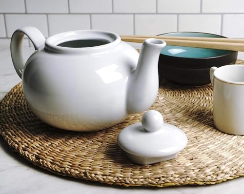 RSVP International Stoneware Teapot Collection, Microwave and Dishwasher Safe, 16 oz, White - color: White, size: 16 oz