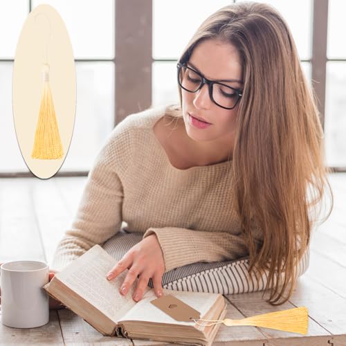 50Pcs 5 Inch Bulk Bookmark Tassel Kit for Graduation, Keychain(BeigeYellow) - color: Beige&yellow
