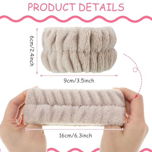 Chuangdi 4 Pairs Wrist Bands for Washing Face Microfiber,Khaki, Beige - color: Khaki, Beige