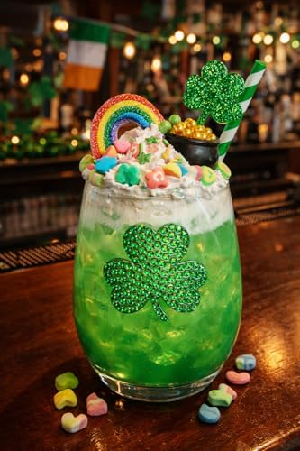 THE QUEENS' JEWELS Shamrock Jeweled 4x4 Candle Holder Vase - Unique Gift for Women, Birthday, Cute, Fun, Cocktail, Queen, Not Painted, Decorated, Bling, Bedazzled, Rhinestone - color: Shamrock