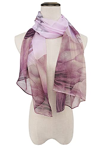 YOUR SMILE Ladies/Women's Lightweight Floral Print/Solid Color mixture Shawl Scarf For Spring Summer season - color: Purple Lotus