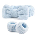 Ayesha Spa Headband and Wristband Set for Washing Face Skincare Makeup - color: Blue set