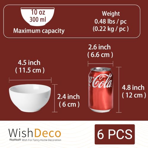WishDeco Small Bowls Set of 6, Ceramic Dessert Bowls 10 oz - size: 10 oz
