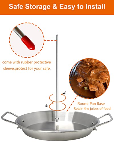 Vertical Skewer Pan Gyro Pan Spit Shawarma Pan Stand for oven with Skewer - size: With 9 " Base Pan& 2 Skewers