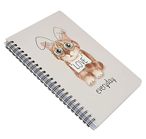 Yansanido Spiral Notebook, 4 Pcs A5 Thick Cat Design Hardcover 8mm Ruled 4 Color 80 Sheets -160 Pages Journals for Study and Notes (Cat) - style: Cat