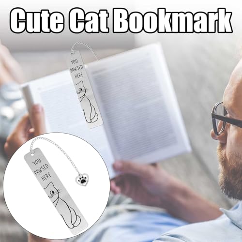 Cute Cat Bookmark, Reading Lover Gift Zinc Alloy Bookmarks for Women - style: Silver Smile Cat