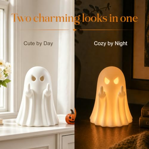 Halloween Ghost Figurine Cute Spooky Ghost Statue White - color: White Evil Ornament