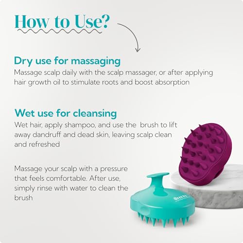 HEETA 2-Pack Large Scalp Massager Scrubber Shampoo Brush for Hair Growth - color: Green & Purple